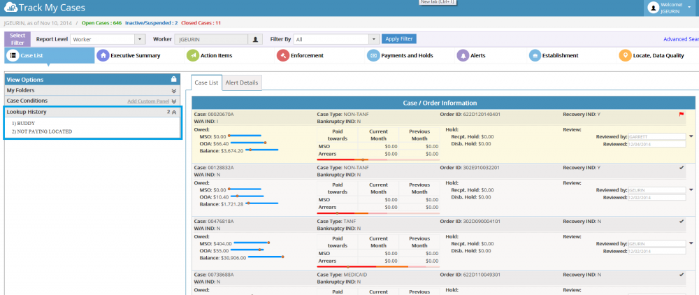 Case List View Options Lookup History.png